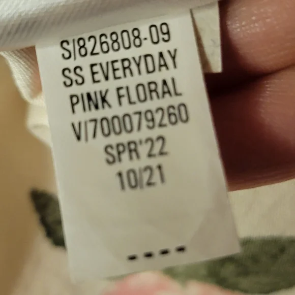 Old Navy Everyday Built-In Flex Pink Roses Preppy Short-Sleeve Shirt Size L - Picture 8 of 8